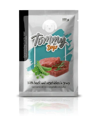 POUCH TOMMY FOR DOG ADULTO RES Y VEGETALES X 100GR