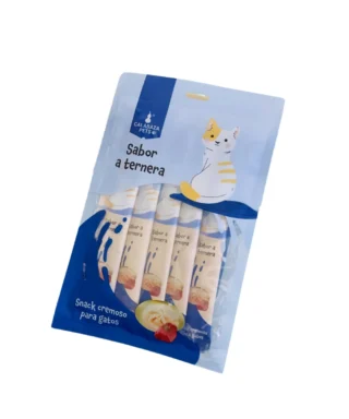SNACK CREMOSO PARA GATO TERNERA CALABAZA X 5 UND